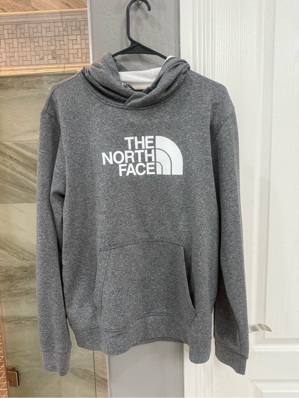 The North Face Gray Pullover Hoodie with White Logo